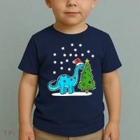 Christmas Brachiosaurus Dinosaur Eating A Christmas Tree Toddler T-Shirt thumb 2