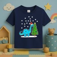 Christmas Brachiosaurus Dinosaur Eating A Christmas Tree Toddler T-Shirt thumb 3