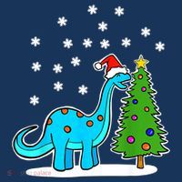 Christmas Brachiosaurus Dinosaur Eating A Christmas Tree Kids Long Sleeve Shirt thumb 2