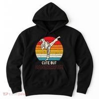 Cute But Dangerous Girl Ponytail Kick Karate Taekwondo Hoodie thumb 0