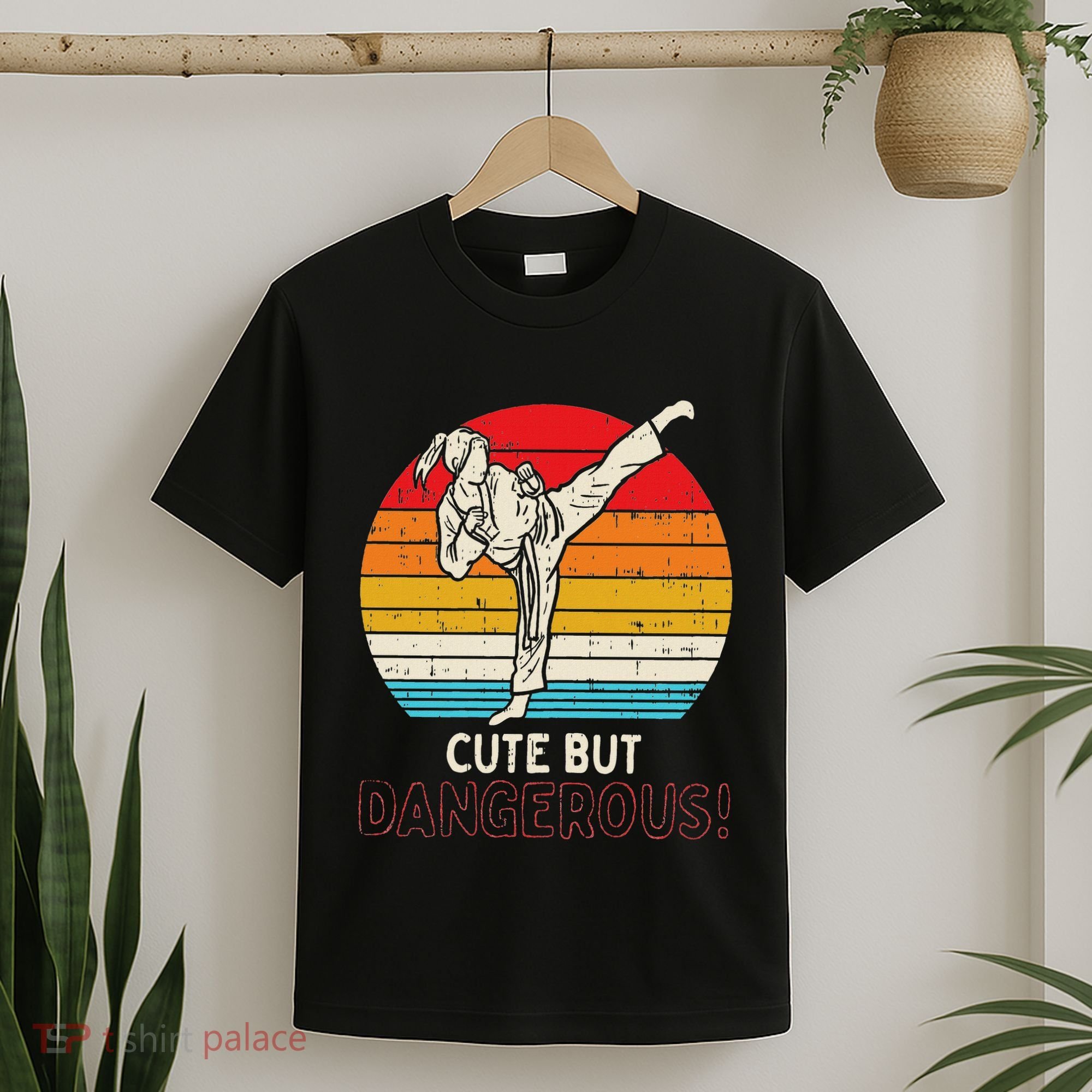 Cute But Dangerous Girl Ponytail Kick Karate Taekwondo T-Shirt