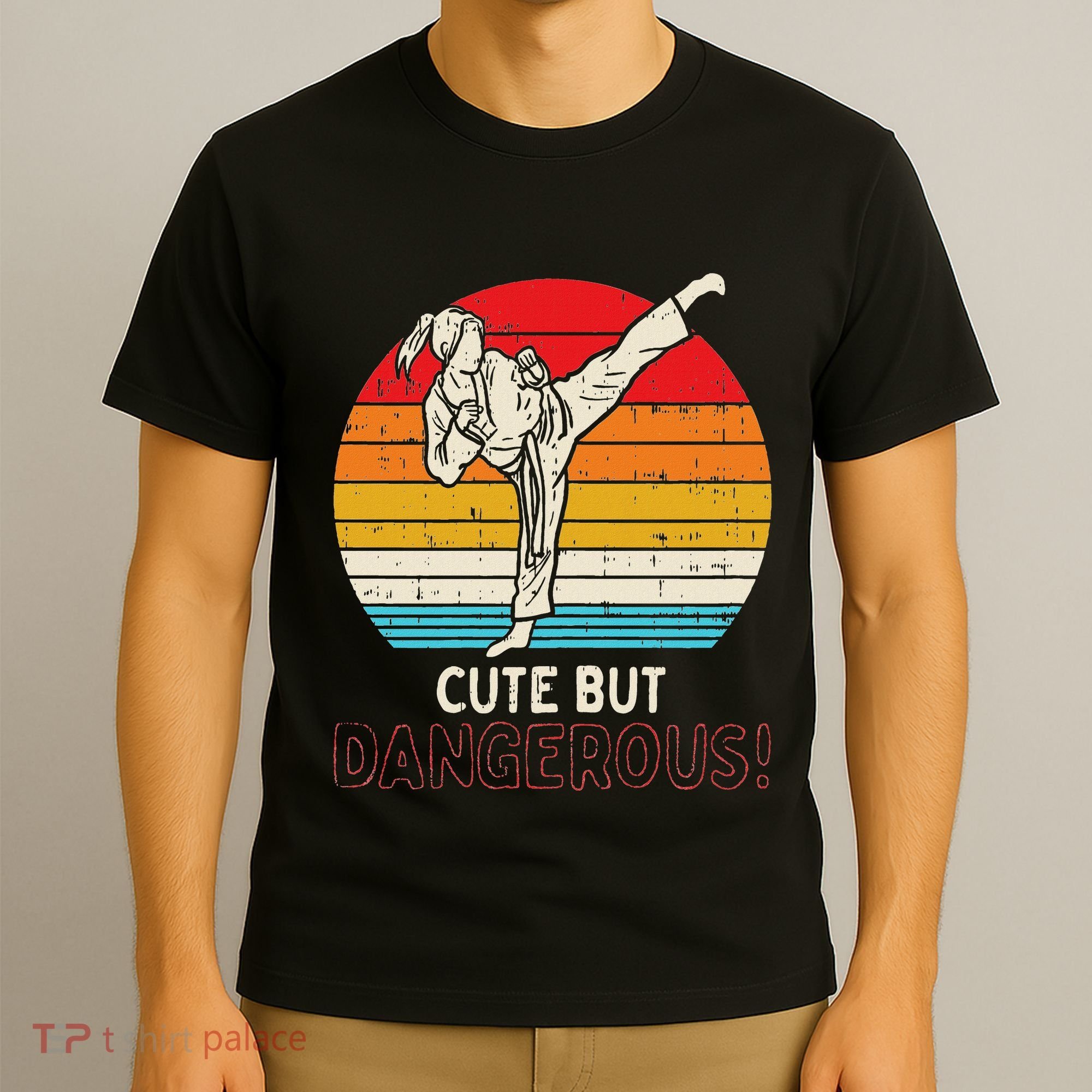 Cute But Dangerous Girl Ponytail Kick Karate Taekwondo T-Shirt