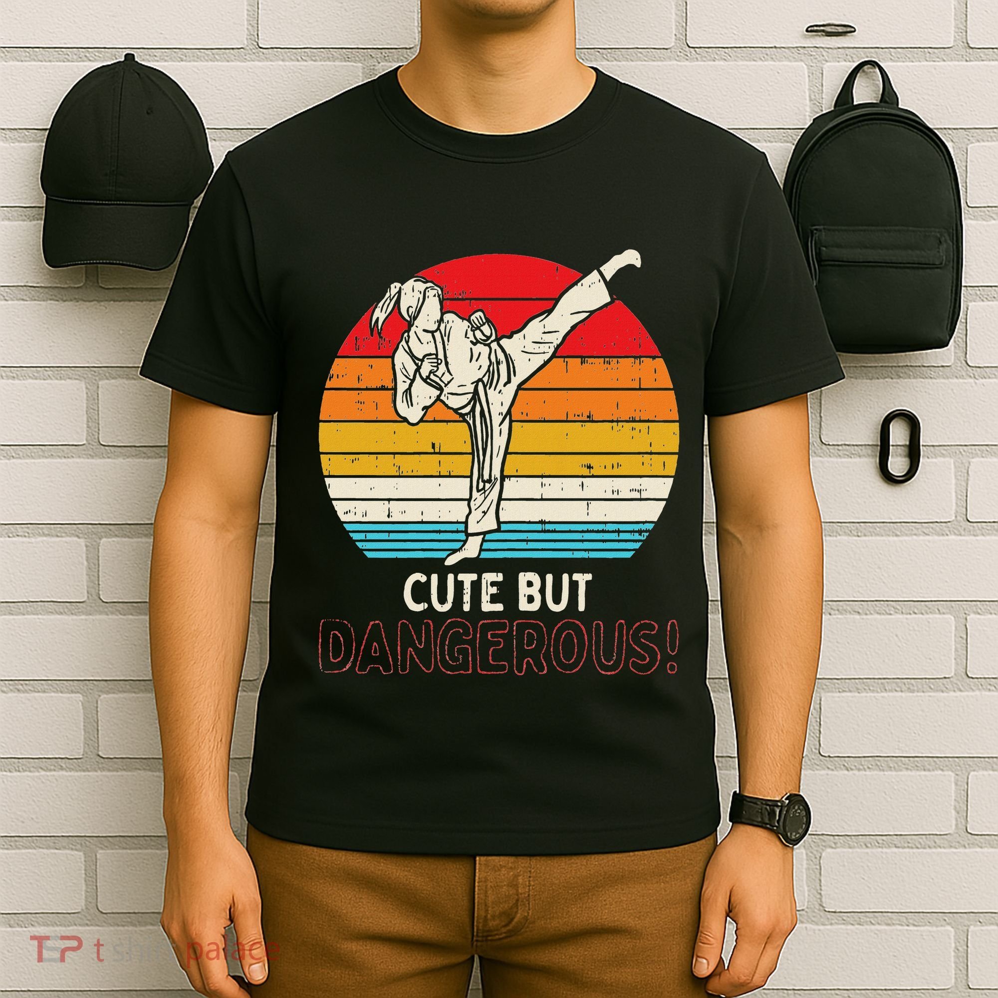 Cute But Dangerous Girl Ponytail Kick Karate Taekwondo T-Shirt
