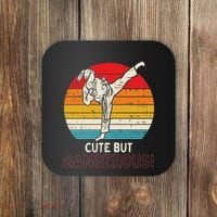 Cute But Dangerous Girl Ponytail Kick Karate Taekwondo Coaster thumb 0