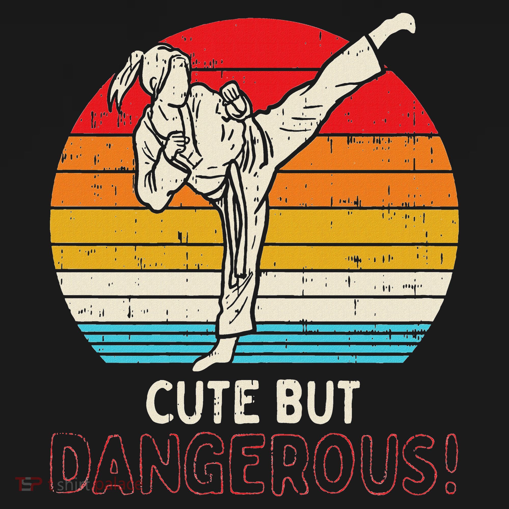 Cute But Dangerous Girl Ponytail Kick Karate Taekwondo Polo