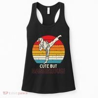Cute But Dangerous Girl Ponytail Kick Karate Taekwondo Women's Tank Top thumb 0