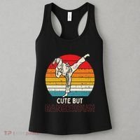 Cute But Dangerous Girl Ponytail Kick Karate Taekwondo Women's Tank Top thumb 3