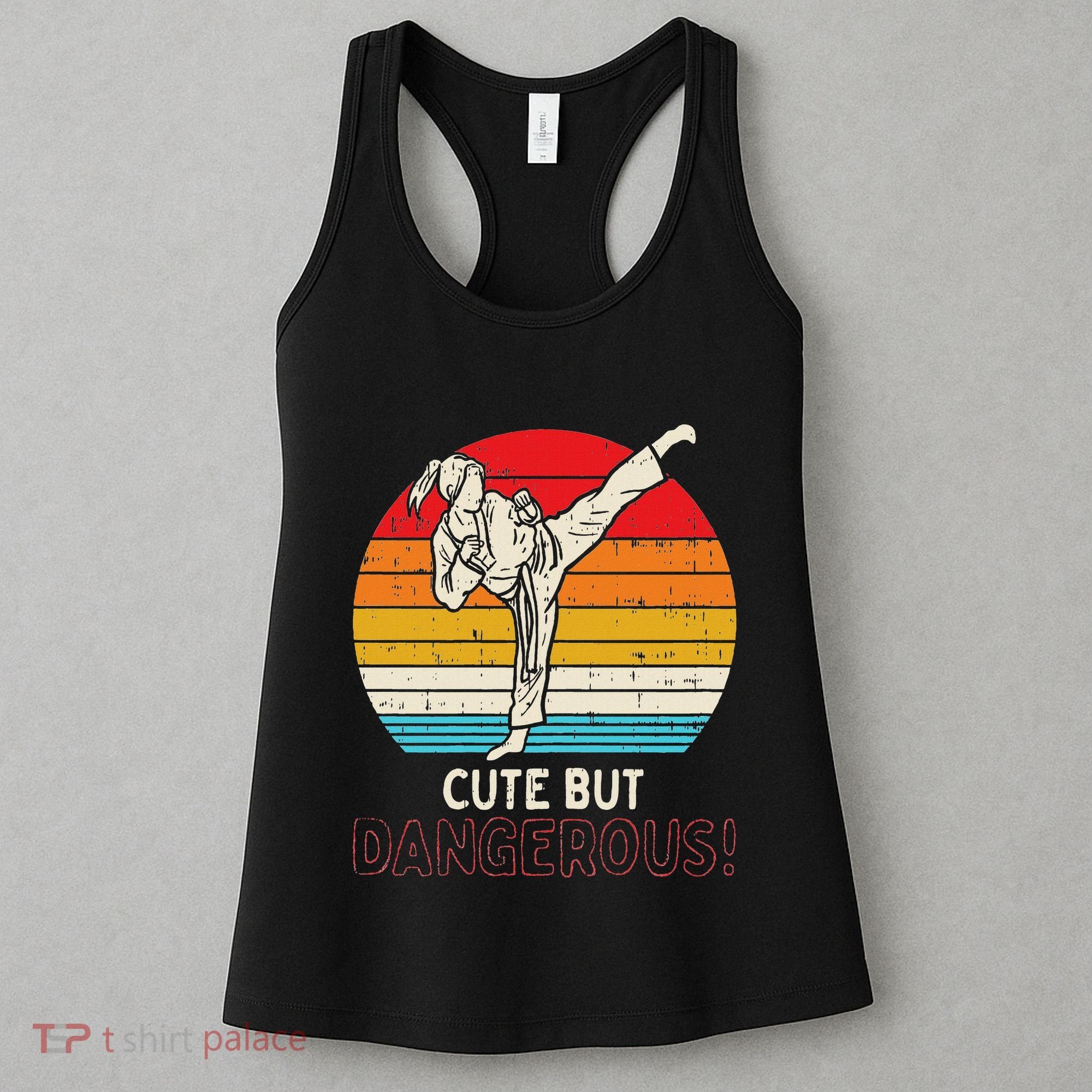 Cute But Dangerous Girl Ponytail Kick Karate Taekwondo Women's Tank Top