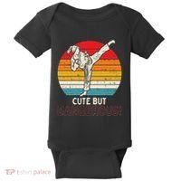 Cute But Dangerous Girl Ponytail Kick Karate Taekwondo Baby Bodysuit thumb 0