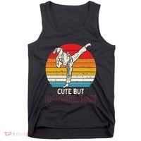 Cute But Dangerous Girl Ponytail Kick Karate Taekwondo Tank Top thumb 0
