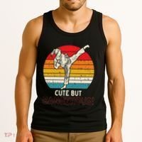 Cute But Dangerous Girl Ponytail Kick Karate Taekwondo Tank Top thumb 3