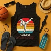 Cute But Dangerous Girl Ponytail Kick Karate Taekwondo Tank Top thumb 4
