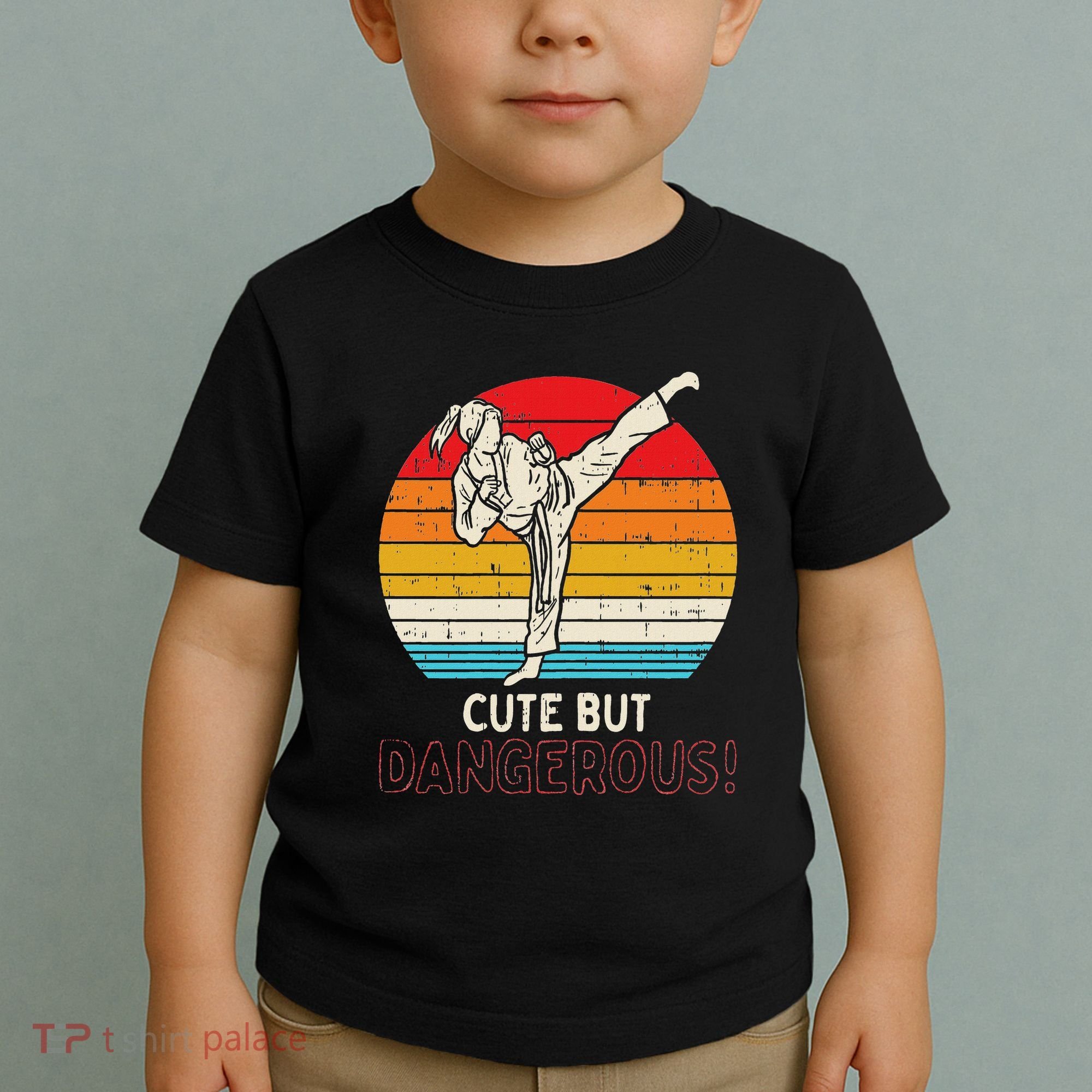 Cute But Dangerous Girl Ponytail Kick Karate Taekwondo Toddler T-Shirt