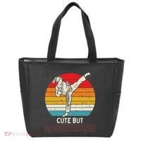 Cute But Dangerous Girl Ponytail Kick Karate Taekwondo Tote Bag thumb 0