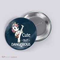 Cute But Dangerous Funny Karate Taekwondo Button thumb 0