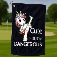Cute But Dangerous Funny Karate Taekwondo Golf Towel thumb 1