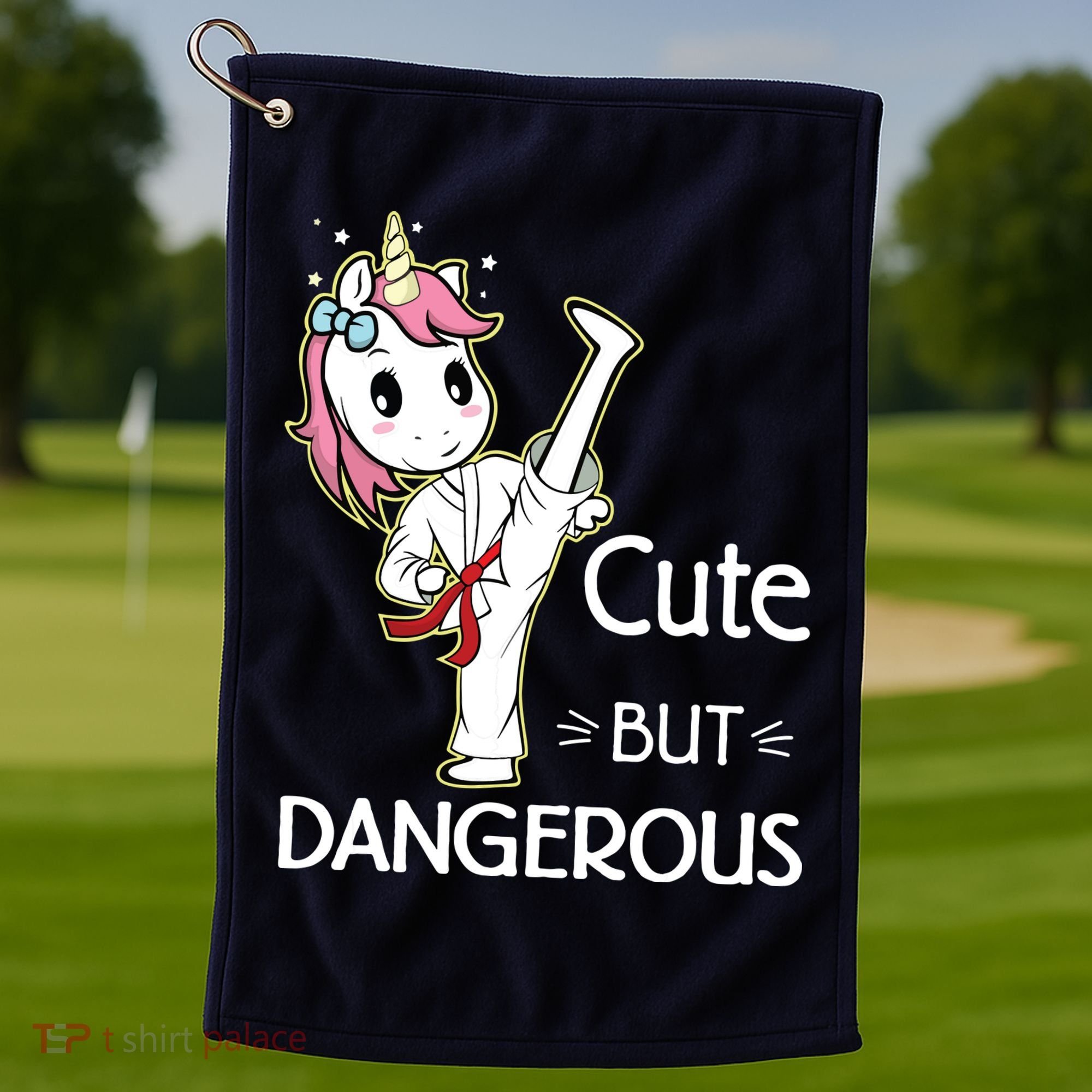Cute But Dangerous Funny Karate Taekwondo Golf Towel