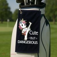Cute But Dangerous Funny Karate Taekwondo Golf Towel thumb 2