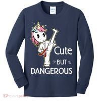Cute But Dangerous Funny Karate Taekwondo Kids Long Sleeve Shirt thumb 0