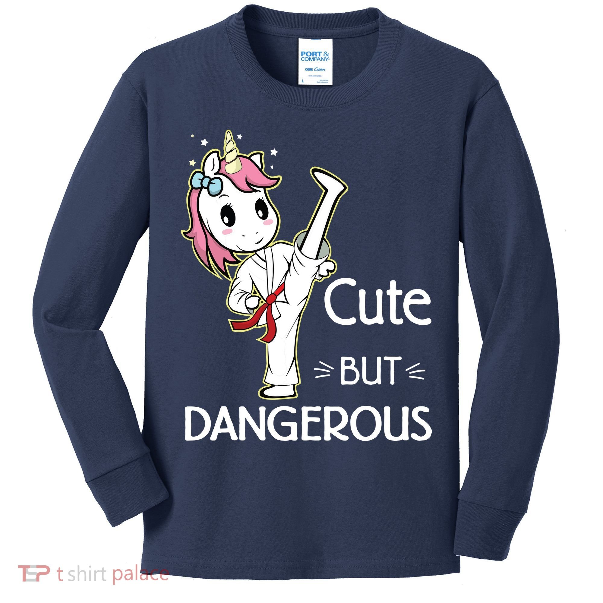 Cute But Dangerous Funny Karate Taekwondo Kids Long Sleeve Shirt