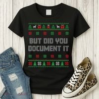 Christmas But Did You Document It Ugly Office Party Sweater Women's T-Shirt thumb 3