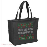 Christmas But Did You Document It Ugly Office Party Sweater Tote Bag thumb 2
