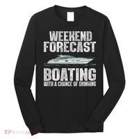 Cute Boat Drinking Art For Women Boating Pontoon Captain Long Sleeve Shirt thumb 0
