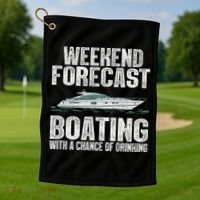 Cute Boat Drinking Art For Women Boating Pontoon Captain Golf Towel thumb 1