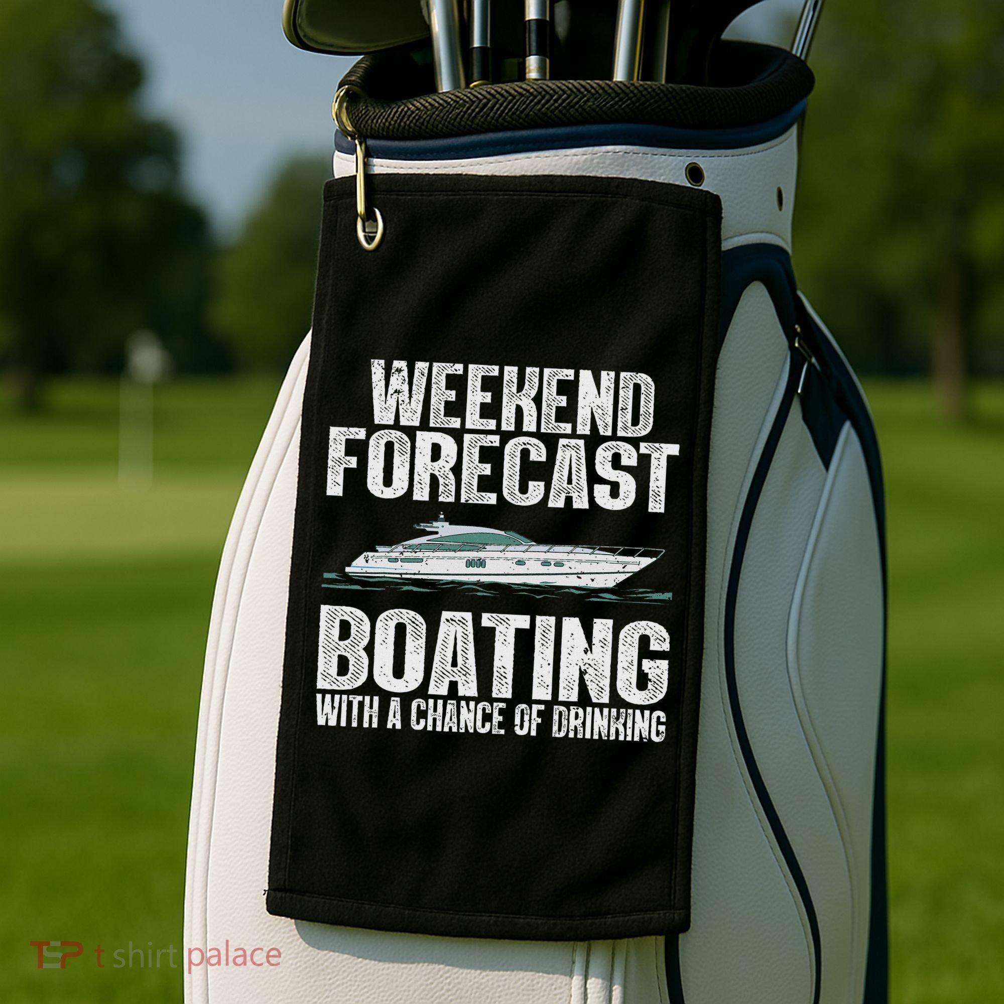 Cute Boat Drinking Art For Women Boating Pontoon Captain Golf Towel