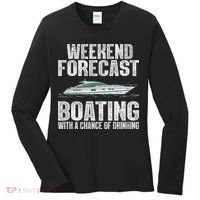 Cute Boat Drinking Art For Women Boating Pontoon Captain Women's Long Sleeve Shirt thumb 0