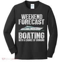 Cute Boat Drinking Art For Women Boating Pontoon Captain Kids Long Sleeve Shirt thumb 0