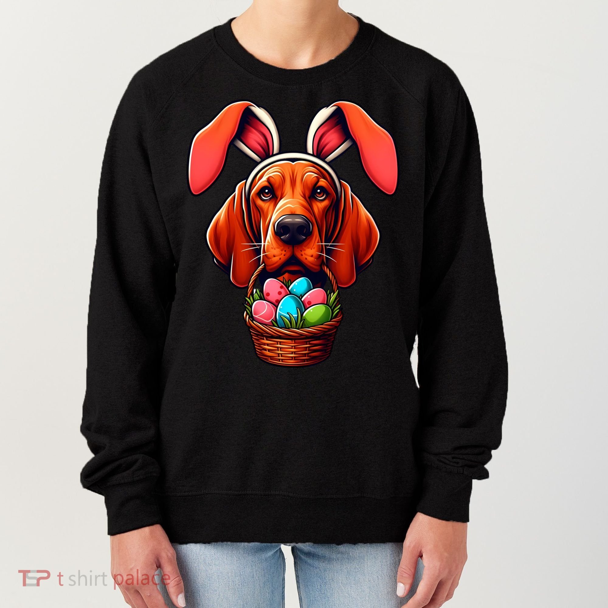 Cute Bunny Ears Redbone Coonhound Dog Easter Egg Hunt Mom Gift Women's Sweatshirt