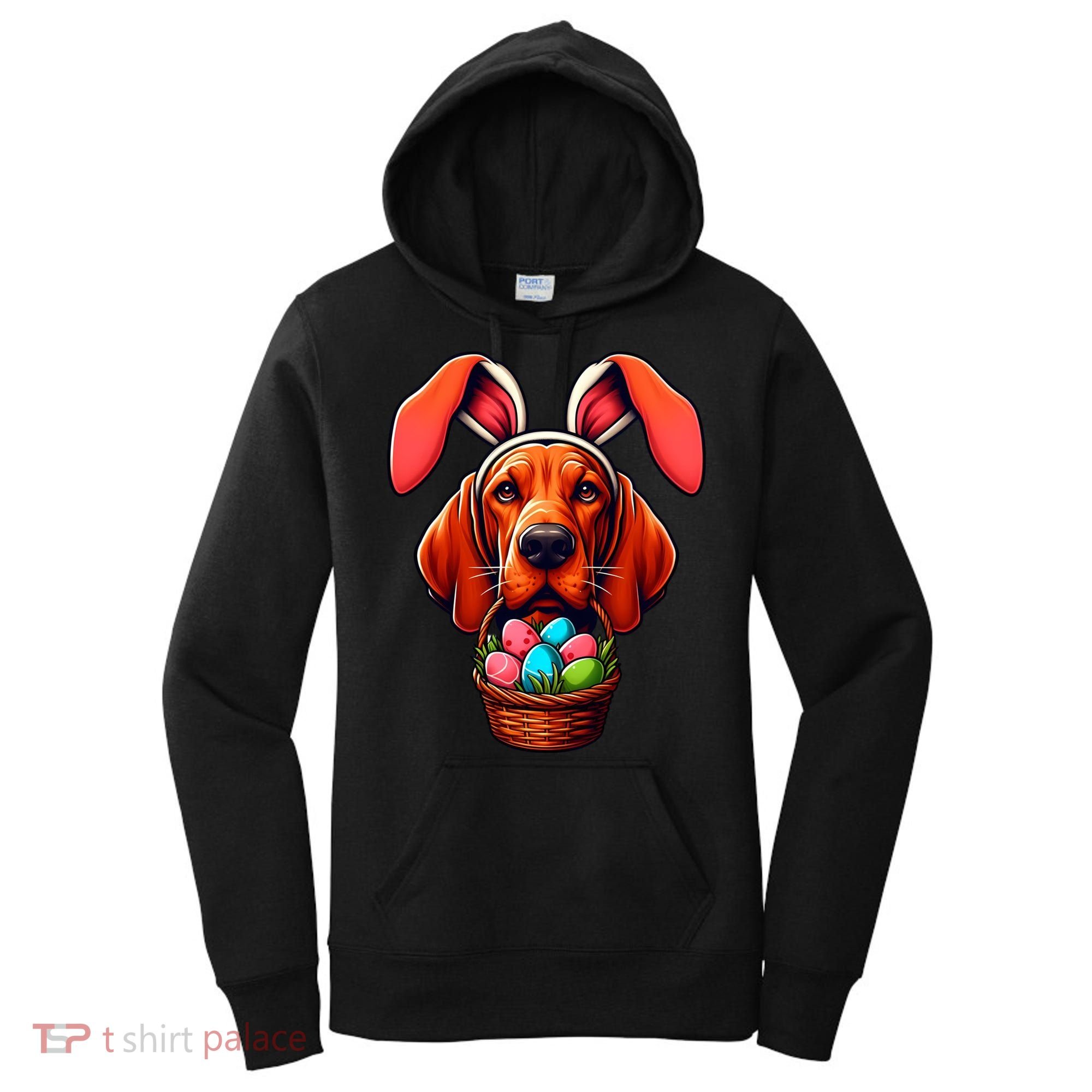 Cute Bunny Ears Redbone Coonhound Dog Easter Egg Hunt Mom Gift Women's Hoodie