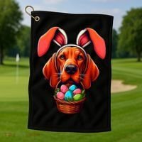 Cute Bunny Ears Redbone Coonhound Dog Easter Egg Hunt Mom Gift Golf Towel thumb 1