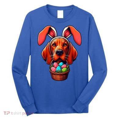 Cute Bunny Ears Redbone Coonhound Dog Easter Egg Hunt Mom Gift Long Sleeve Shirt