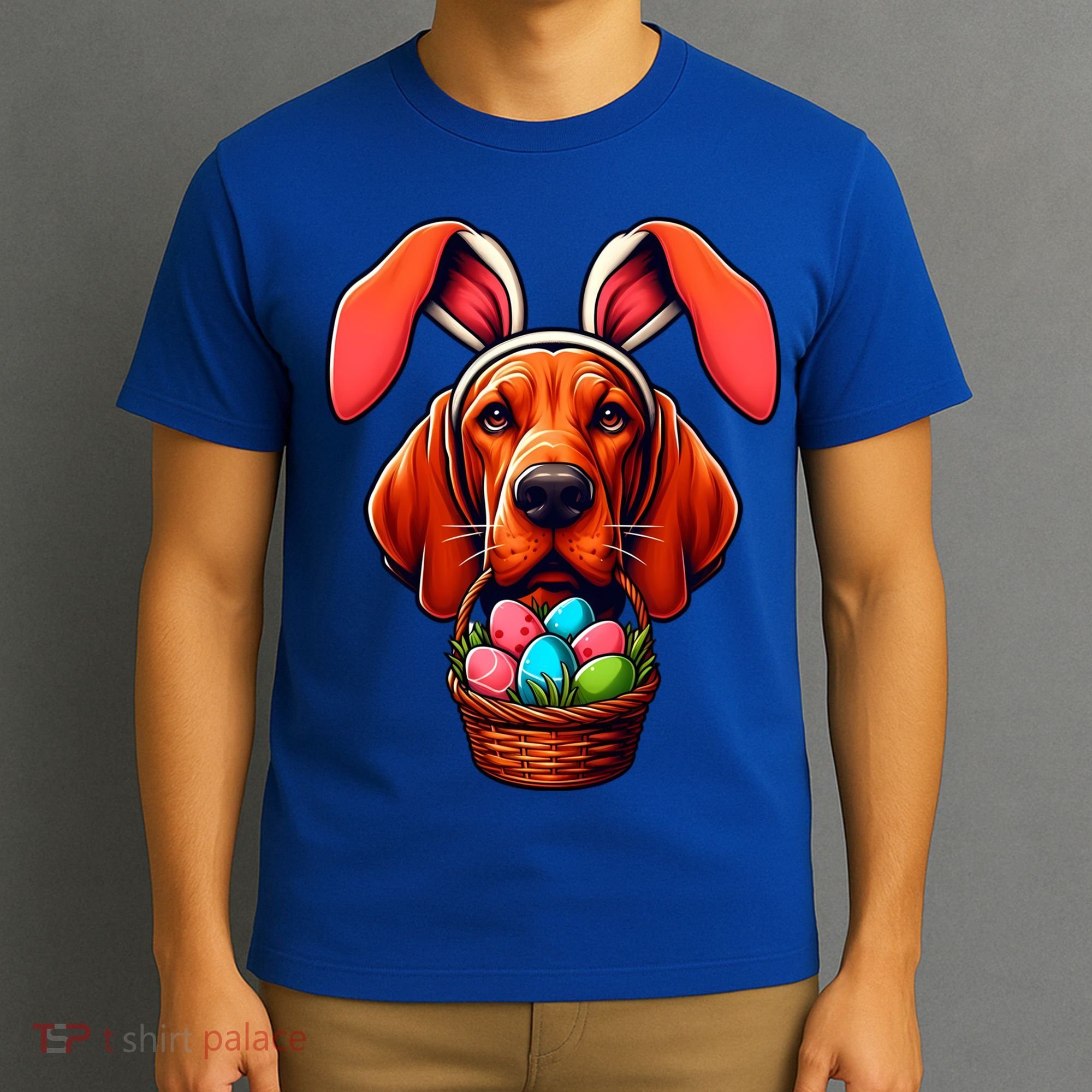 Cute Bunny Ears Redbone Coonhound Dog Easter Egg Hunt Mom Gift T-Shirt