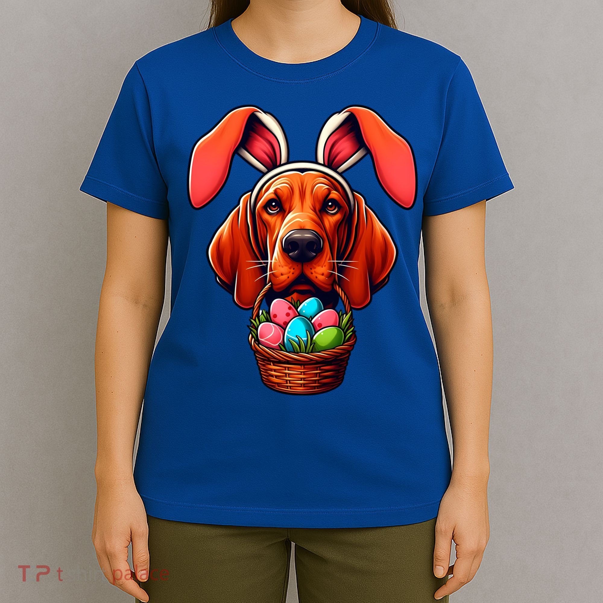 Cute Bunny Ears Redbone Coonhound Dog Easter Egg Hunt Mom Gift T-Shirt
