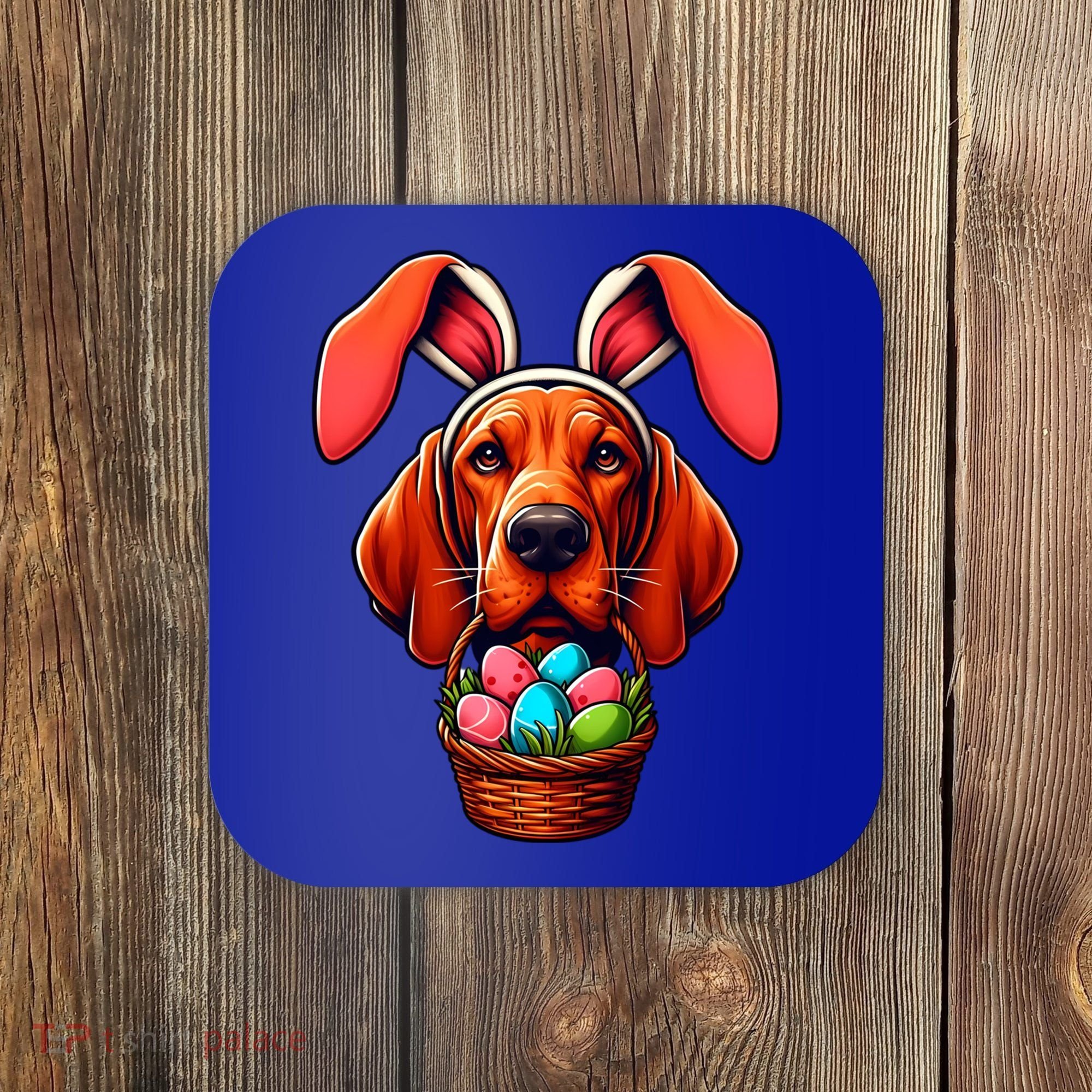 Cute Bunny Ears Redbone Coonhound Dog Easter Egg Hunt Mom Gift Coaster