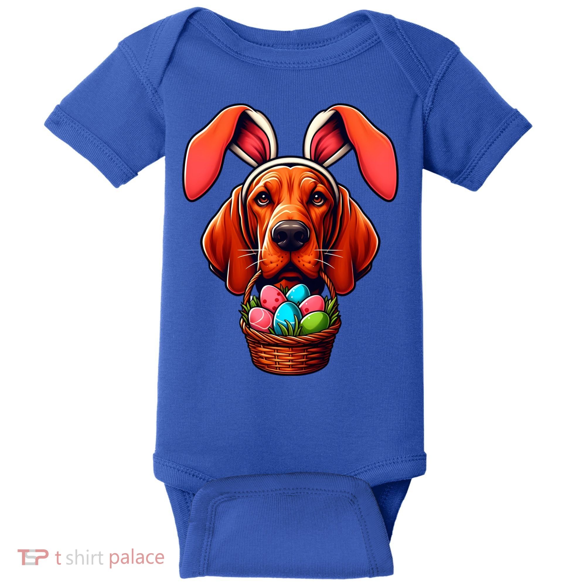 Cute Bunny Ears Redbone Coonhound Dog Easter Egg Hunt Mom Gift Baby Bodysuit