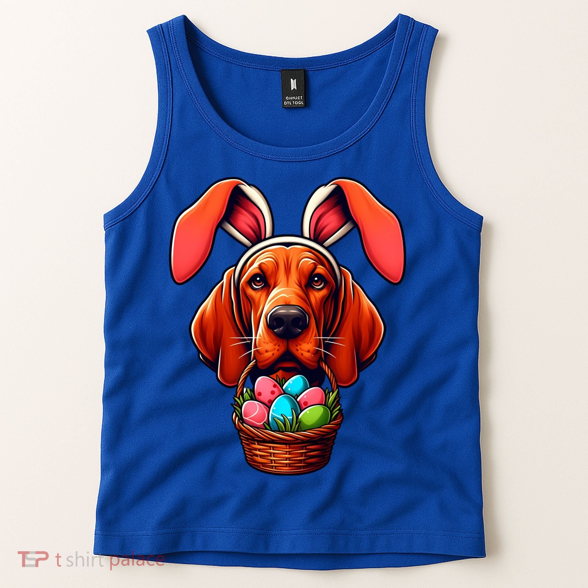 Cute Bunny Ears Redbone Coonhound Dog Easter Egg Hunt Mom Gift Tank Top