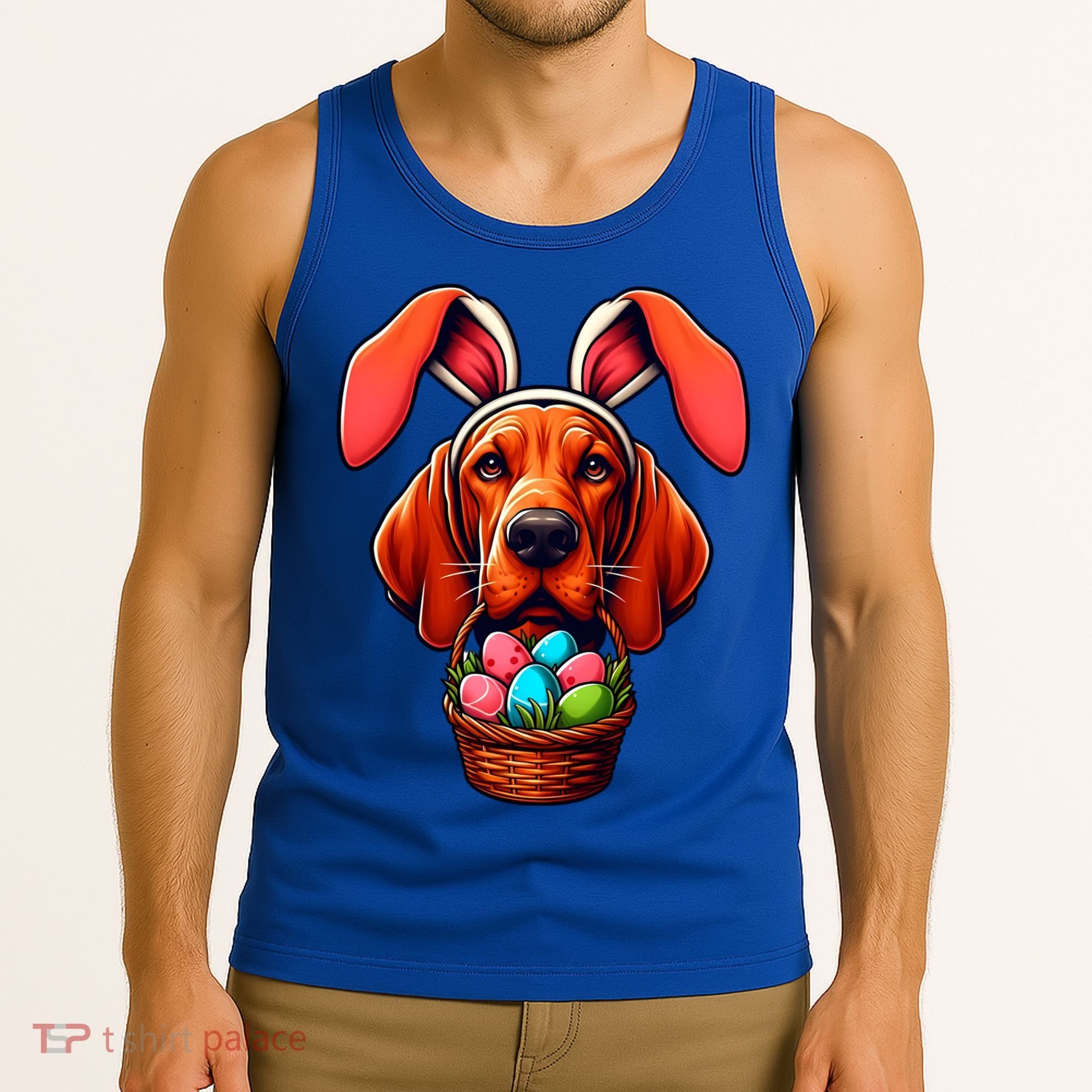 Cute Bunny Ears Redbone Coonhound Dog Easter Egg Hunt Mom Gift Tank Top