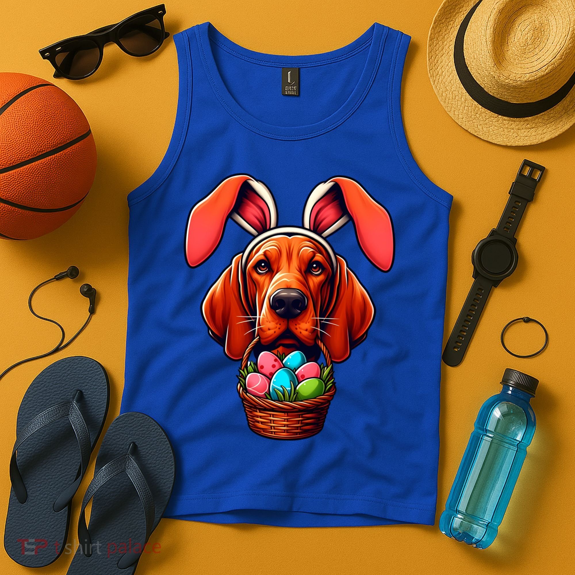 Cute Bunny Ears Redbone Coonhound Dog Easter Egg Hunt Mom Gift Tank Top