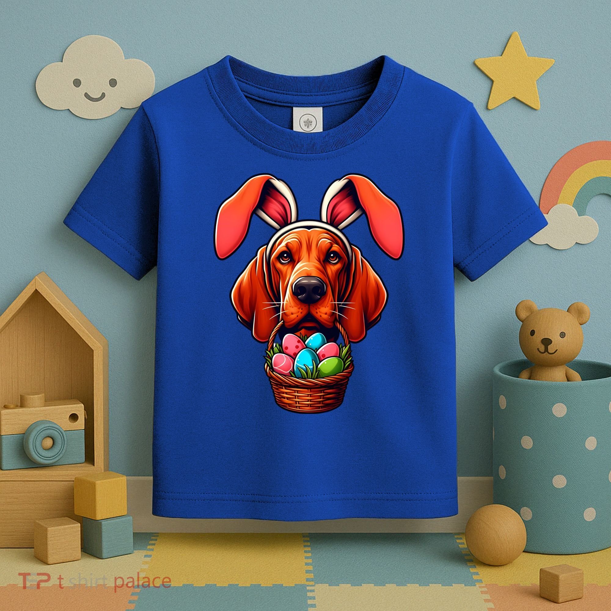 Cute Bunny Ears Redbone Coonhound Dog Easter Egg Hunt Mom Gift Toddler T-Shirt