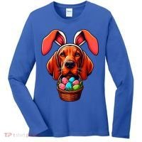 Cute Bunny Ears Redbone Coonhound Dog Easter Egg Hunt Mom Gift Women's Long Sleeve Shirt thumb 0
