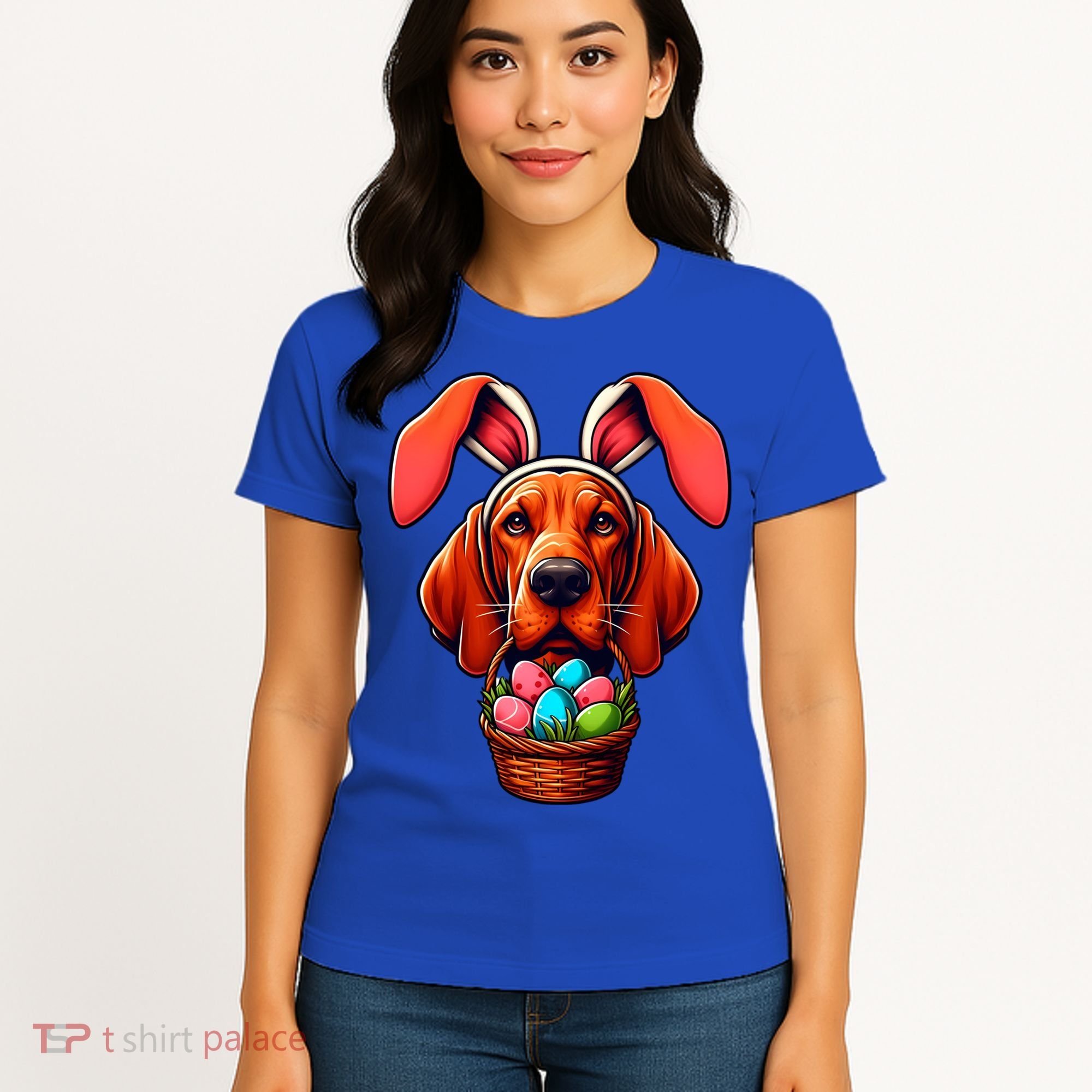 Cute Bunny Ears Redbone Coonhound Dog Easter Egg Hunt Mom Gift Women's T-Shirt