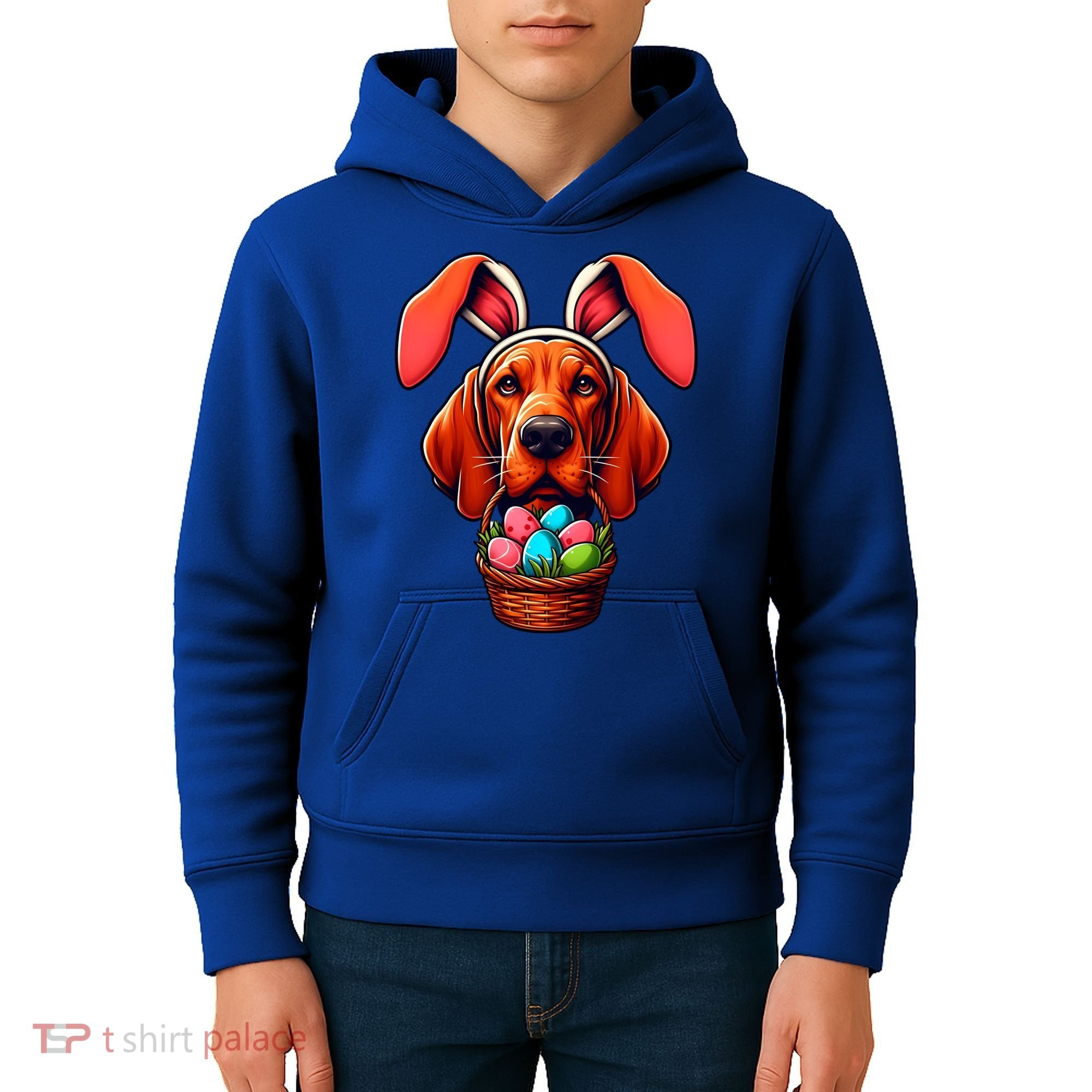 Cute Bunny Ears Redbone Coonhound Dog Easter Egg Hunt Mom Gift Kids Hoodie