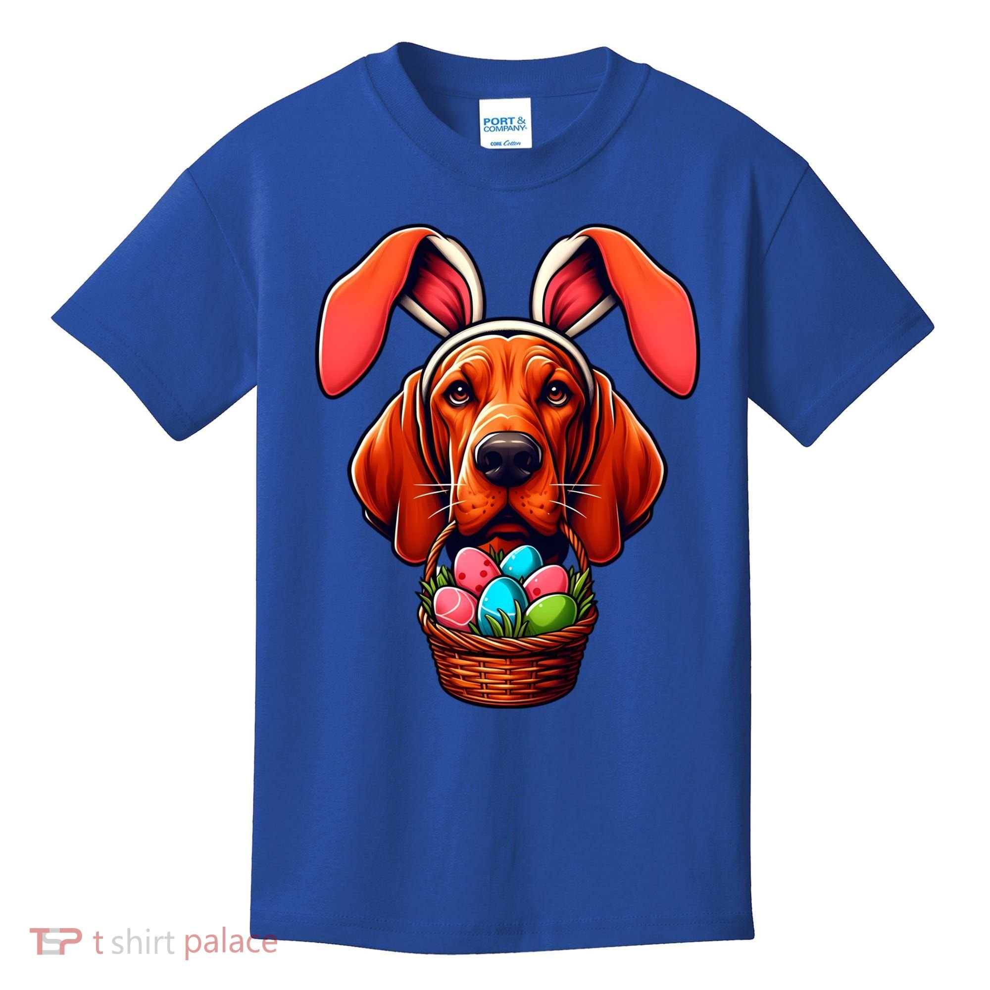 Cute Bunny Ears Redbone Coonhound Dog Easter Egg Hunt Mom Gift Kids T-Shirt