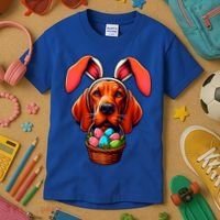 Cute Bunny Ears Redbone Coonhound Dog Easter Egg Hunt Mom Gift Kids T-Shirt thumb 3