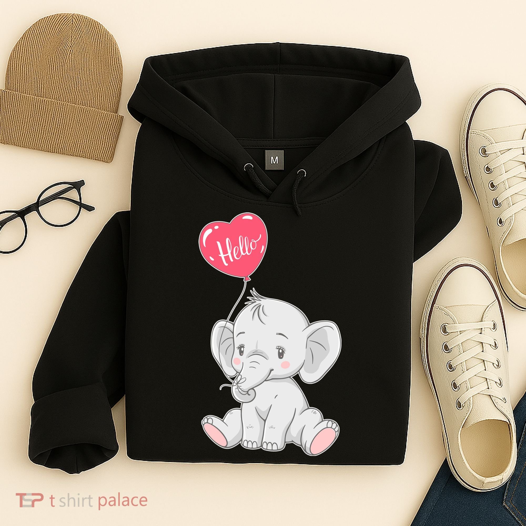 Cute Baby Elephant With Balloon Hoodie