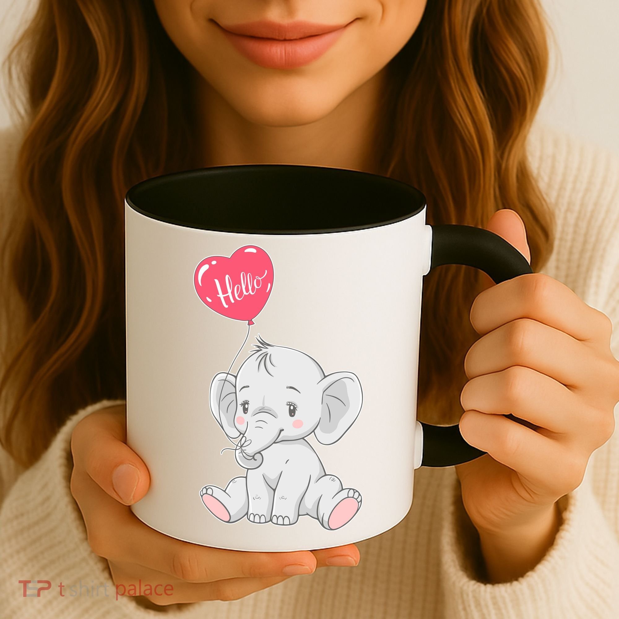 Cute Baby Elephant With Balloon Coffee Mug